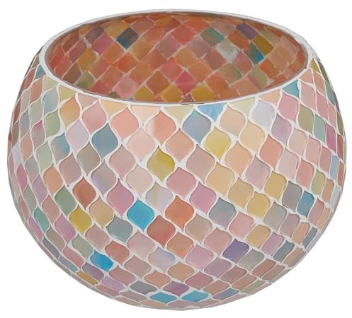 BUTLERS Windlicht Aluminium - Pastel Lights - Buntes Mosaik | Farbe Multicolor - ø18 x H13 cm - Teelichthalter für Esstisch & Kommode - Stimmungslicht mit Boho-Design