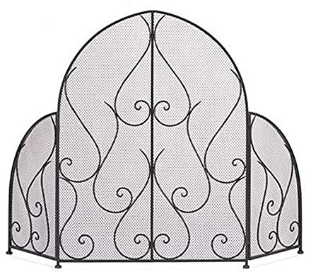 Pare-feu de cheminée, Protection de Grille de cheminée en Fer audacieuse et Unique, écran métallique Noir à 3 Panneaux pour Salon, sécurité bébé, prot