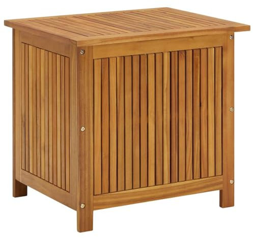 HUAKEHOM Akazienholz Massiv Garten Aufbewahrungsbox Auflagenbox Kissenbox Gartenbox Gartentruhe Kissentruhe Gartenmöbel Truhe Box Kiste 60x50x58 cm Massivholz Akazie