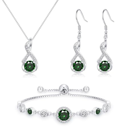 Cangall Silber Schmuck Set Damen, 925 Sterling Silber Halskette & Ohrringe & Armband Set mit AAAAA Cubic Zirkonia, Unendlichkeit Silberschmuck Damen 925 Hochzeitstag Liebesgeschenk für Braut Frauen