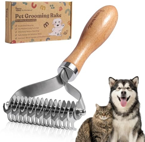 Dematting & Deshedding Comb for Dogs,Cats - Professional Grooming Brushes Undercoat Rake-Reduce Shedding and Remove Knots,Mats and Loose Undercoat