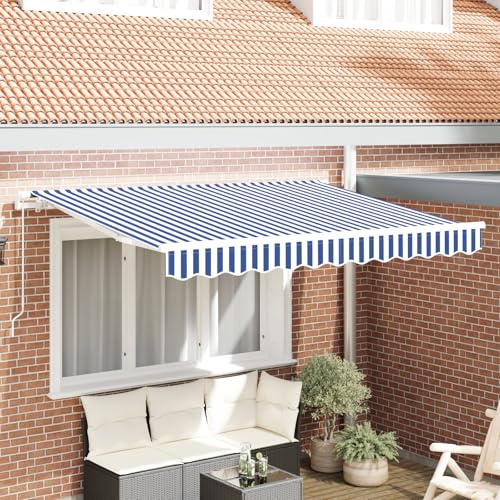 IKAYAA Tela de Repuestos para Toldos 250 x 200 cm, Toldo de Lona, Techo de Repuesto para Toldo, Telas para Toldos para Patio Terraza Jardín, Azul y Blanco