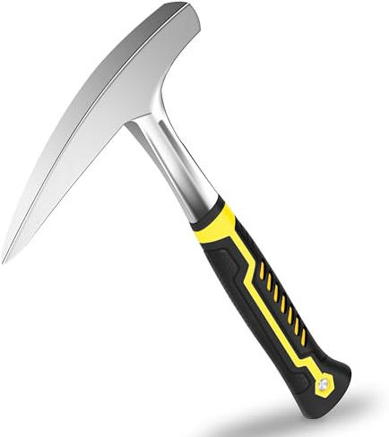 SLNIHAMS 22oz Rock Pick Hammer – One-Piece Forged Geology Hammer with Pointed Tip & Anti-Vibration Grip – Ideal for Rockhounding, Fossil Hunting, and Masonry Work
