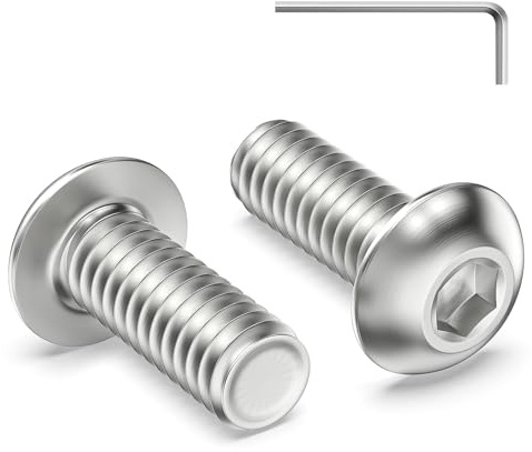Zuyya 120 Stück Linsenkopfschrauben M4 x 10 mm Flachkopfschrauben M4 | Edelstahlschrauben Innensechskant, Edelstahl A2 V2A, Vollgewinde Halbrundkopfschrauben mit Innensechskantschlussel