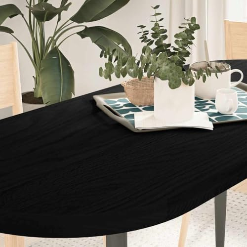 QJBSAVVA Tavolo da tavolo in rovere massiccio, 140 x 60 cm, ovale, laccato marrone scuro, in legno robusto, multifunzionale, come piano da caffè, piano di lavoro della cucina o per esterni, tavolo da