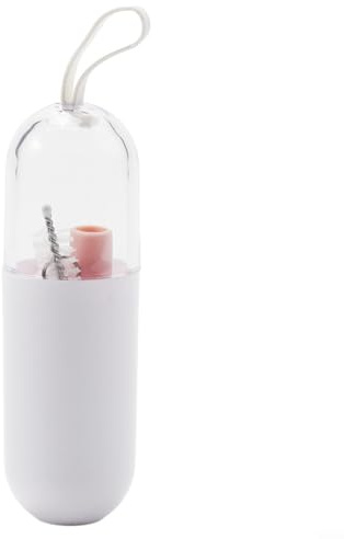 Pailles réutilisables en silicone pliables et portables pour cocktails en voyage en plein air avec brosse de nettoyage et étui de transport, alternative aux pailles en plastique, 25 cm de long (rose)