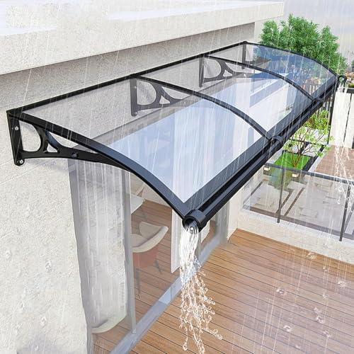 Dtyubfg Toldo para Puerta de Entrada con sección Lateral, 60x120cm, Marquesina Transparente de policarbonato de 6 mm y Aluminio, marquesina de Puerta para protección Exterior contra la Lluvia
