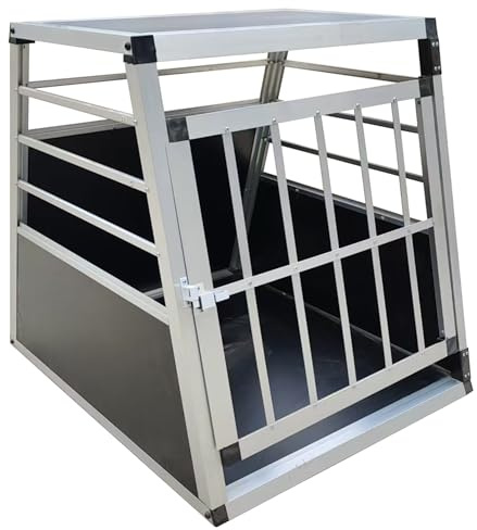 Fullarrive Hundetransportbox Auto Aluminium Transportbox für Hunde Katzen Reisebox Haustierbox Auto Hundebox Sicherer Transport Robust Leicht (60 * 70 * 67.5c)