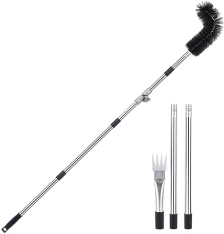 Gutter Cleaning Tools - 7.87ft Telescoping Duster, Extendable Roof Cleaner, Durable 5 Section Pole, Outdoor Debris Remover | Efficient Cleaning System for Fallen Leaves Pipe Drainage Channel