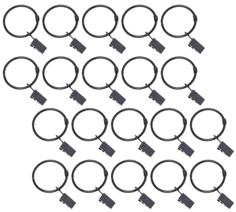 Luxshiny 30pcs Black Metal Shower Curtain Clamps with Rings 3.2cm Multipurpose Sturdy Curtain Clips for Bathroom Window Drapes Home Décor Accessories