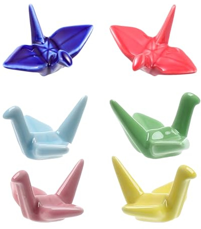 HINTRMENT 6pcs Chopsticks Rack Chopsticks Rest Crane Paper Crane Shaped Ceramic Creative Chic Dining Table Decor Convenient to Clean for Table