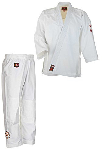 Ju-Sports Ju-Jutsu Anzug to start Kids Weiß 140 I Moderner Jujutsu Anzug Kinder I Kampfanzug inkl. weißem Gürtel I Doppelt verstärkter Brust- & Schulterbereich I 100% Baumwolle