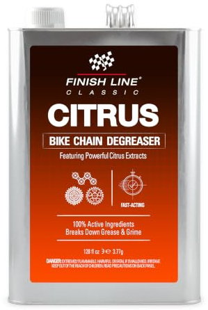 Finish Line Citrus Bike Degreaser – Biodegradable, Non-Toxic Formula with Orange Peel Extracts, Penetrates Deep and Dilutes for Versatile Cleaning, 1 Gallon