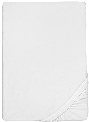 biberna Premium Frottee-Stretch Spannbetttuch 140x200-160x200 cm weiß | 80% Baumwolle, 20% Polyester | Spannbettlaken bügelfrei, weich & Rundumgummizug | Oeko-TEX Zertifiziert | Modell 0012344