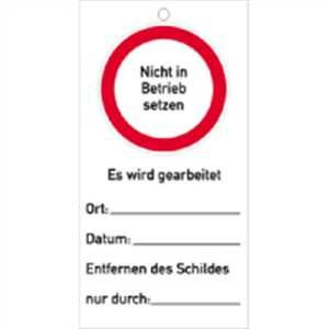 Anhängeschild Nicht in Betrieb setzen Es wird gearbeitet PVC 147 x 76mm 10 Stück