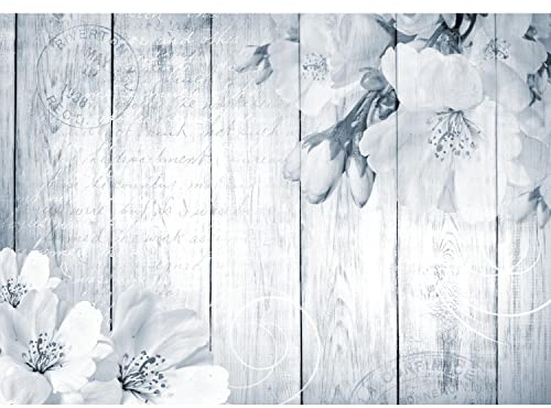 Runa Art Fototapete Blumen Vintage 352 x 250 cm Vlies Tapeten XXL Moderne Wandtapete Wohnzimmer Schlafzimmer Blau 9118011c