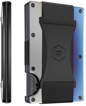 The Ridge Wallet for Men, Rail-Thin, Minimalist Aesthetic, Holds up to 12 Cards, RFID Secure, Blocks Chip Readers, Aluminium Wallet with Cash Strap (Burnt Titanium)