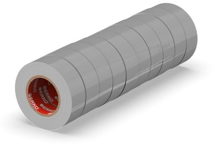 ERKO Isoleringstejp 15mm x 10m grå 10 stycken för elektriska kablar, hög flexibilitet och självhäftande kraft, tejp, tätningstejp, för skarvning av tråd och kabelisoleringar | Vattentät, självhäftande och flexibel, perfekt för elektriker, kabelreparation och gör-det-själv-arbete