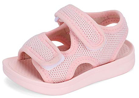 MK MATT KEELY Unisex Kids Summer Sandals Baby Anti-Slip Open Toe Adjustable Walking Shoes for Boys Girls,Size 5.5/6 UK Child, Pink