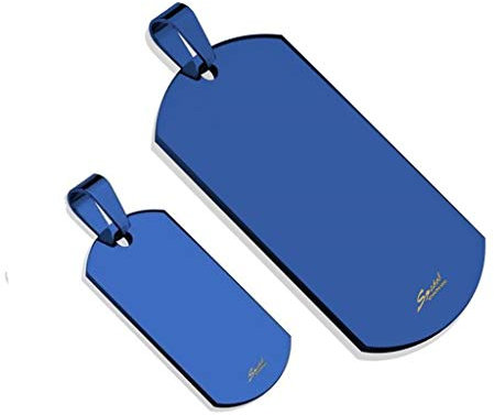 Paula & Fritz® Damen Ketten-Anhänger Dog Tag Set 316L Chirurgenstahl Blau Halsketten-Anhänger Pendant Erkennungsmarke Personalisierbar Erkennungsmarke