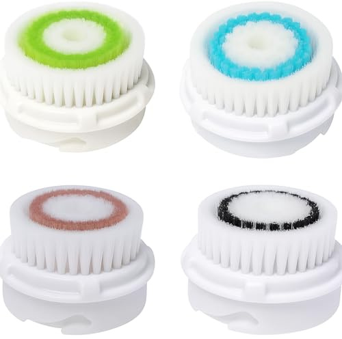 Ersatzbürstenköpfe kompatibel mit Clariso-nic Mia 1/2, Aria, Plus | Smart Profile Sensitive & Deep Pore Gesichtsreinigungsbürsten 4 Stück Nylon-Bürstenkopf für sanfte und porentiefe Reinigung