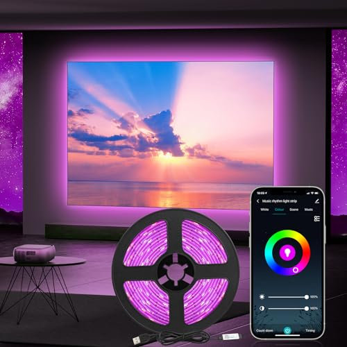 Diyife Tira LED 5m RGB, [WiFi Modo] Luces LED Habitacion WiFi Inteligente Funciona con Voz Inteligente y App, Múltiples Modos de Escena y Sincronización de Música para el Hogar, TV, Fiesta