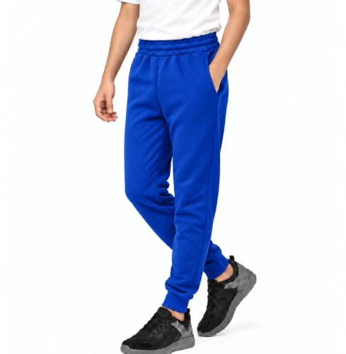 KHIM Joggingbyxa träningsoverall underdel byxa barn unisex flickor pojkar träningskläder, Kungsblå, 7-8 Years