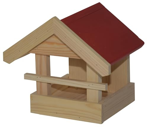 Dehner Natura Premium Wildvogel Futterhaus Kaja, Futterstation für Wildvögel, Vogelhaus hochwertig / hängend, inkl. Aufhängevorrichtung, ca. 21.5 x 22 x 21.5 cm, aus FSC-zertifiziertem Kiefernholz