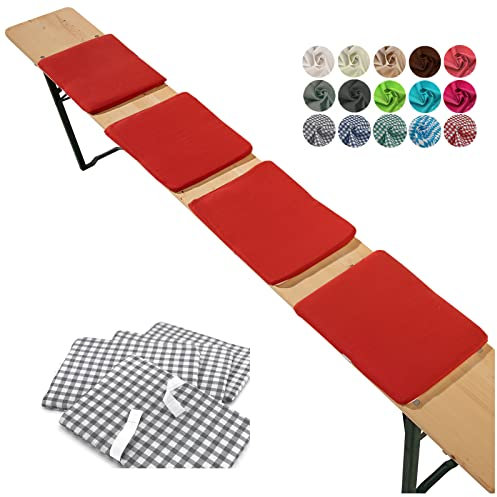 heimtexland ® Juego de 4 cojines para banco de cerveza, muebles de jardín, cojines decorativos tipo 859, color rojo