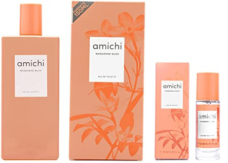 AMICHI - Mandarine Musk 150 + 12 ml, Perfume Mujer, Colonia Perfumada, Eau de Toilette Femenina Fresca y de Larga Duración, Aroma Extravagante y Dulce, Cítrica