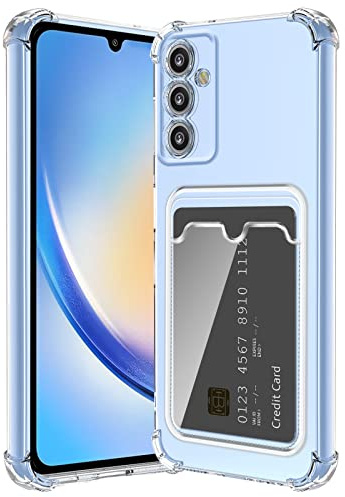 ÁRBOLORO Hülle für Samsung Galaxy A34 5G mit Kartenfäch Transparent Silikon TPU Handyhülle Ultra Dünn Weiche Stoßfest Flexibel Handy Tasche Bumper Case für Samsung Galaxy A34 5G
