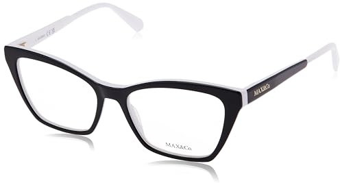 MAX&Co. Brille mit Sehstärke für Damen optional mit Sonnenbrillentönung oder Blaulichtfilter, Katzenauge, gefertigt aus Acetat, Modell: Marcolin views (inklusive Brillenetui)