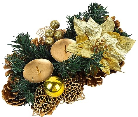 Gukasxi Portavelas de Navidad para mesa, centros de mesa de conos de pino con 3 portavelas, decoración de guirnalda de Navidad, portavelas de té para comedor, cocina, chimenea, vacaciones de Navidad