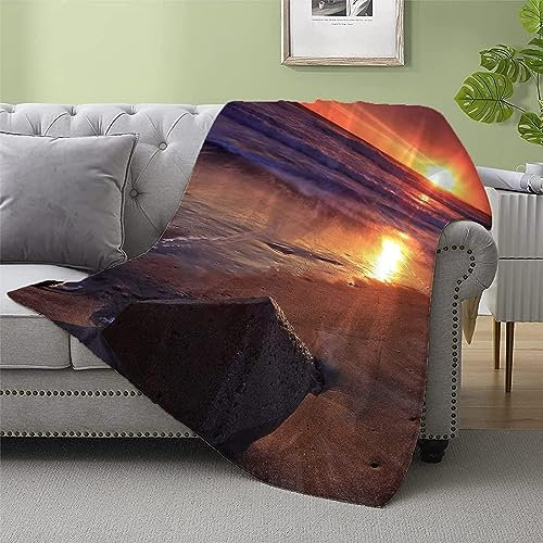 okoikfc Kuscheldecke Flauschig 220x240 cm 3D Sonnenuntergang Decke Fleecedecke - Wohndecke, Sofadecke XXL, Decke Couch Blanket, Kuscheldecke Große, Sofa überwurfdecke