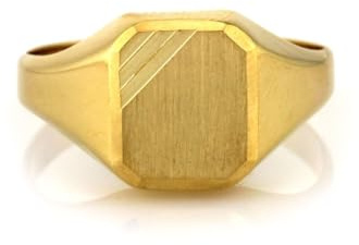 Sapphir Herren Siegelring 9 Karat Gold 375 - Glänzend Poliert und satinierte Oberfläche Siegelring für Männer - Herren Ringe - Männerschmuck Ringgröße 66 mit Geschenkbox - Inkl Zwei Luxusgeschenke