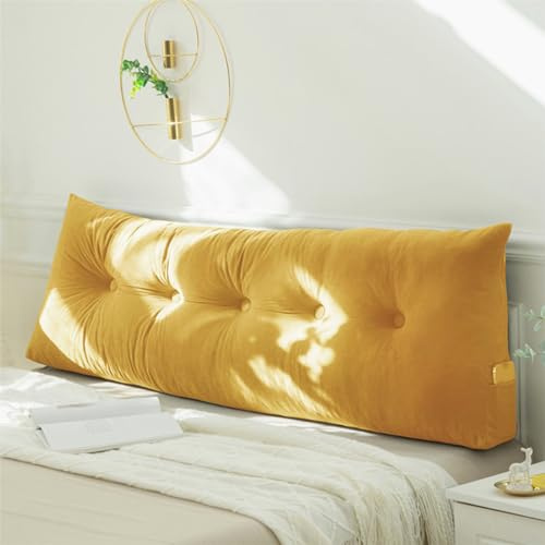Treer Almohada Triangular Grande con Cuña Triangular para Respaldo, Lujo Almohada de Lectura de Cabecera Cojín de Apoyo Lumbar Cojín de Posicionamiento para Sofá Cama (60 * 40 * 12cm,Amarillo)