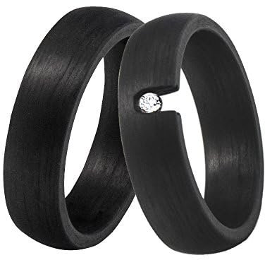 DOOSTI Freundschaftsringe/Partnerringe aus Carbon (Ring ohne Stein, 66)