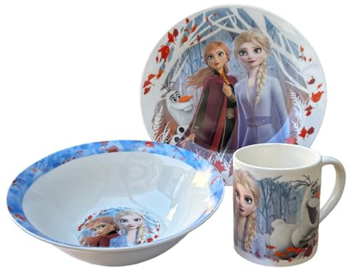 set 3 pezzi in ceramica frozen disney tazza ciotola piatto stoviglie per bambini in confezione