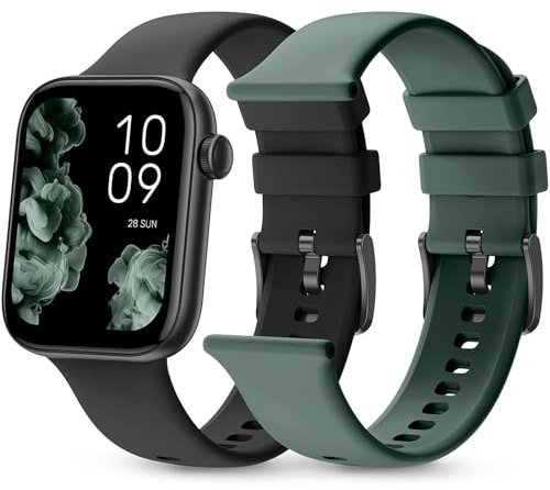 SPC Smartee Duo 2 – Smartwatch Reloj Inteligente con Correa Intercambiable, Pantalla AMOLED 1,78”, Gran batería 7 días, +100 Deportes, IP68, Llamadas Bluetooth, Android e iOS – Color Negro/Verde