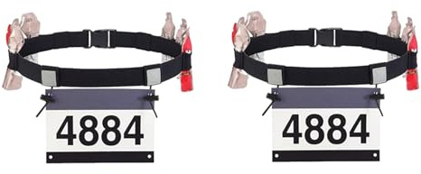 Cintura per numero di partenza, cinturino per numero di partenza, cintura da corsa, pratica cintura da corsa con porta numero, cintura, con supporto per numero iniziale, linguette scorrevoli, 2 pz