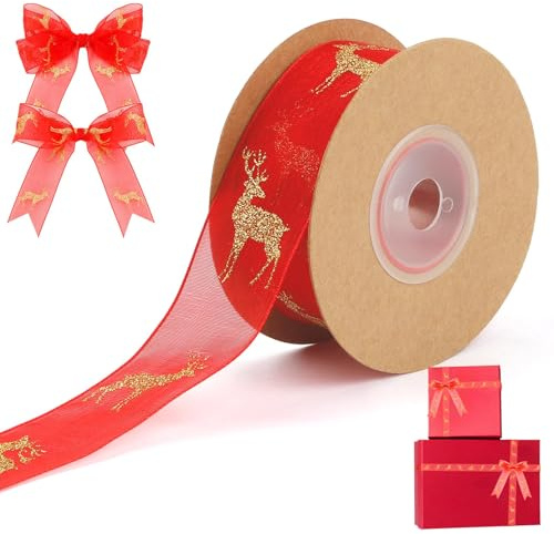 Schleifenband Weihnachten,Geschenkband Weihnachten,Geschenkband Rot,Weihnachtsband,11 Yards,Schleifenband,Geschenkbänder,Geschenkbänder,Satinband Rot,Satinband,Geschenkband Breit,Dekoband,Organzaband
