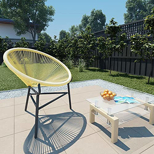Homgoday Garten Acapulco Stuhl Poly Rattan Beige, Liegestühle für Outdoor, Garten, Terrasse, Hof, Outdoor-Sitze, Möbel für Zuhause, Esszimmermöbel