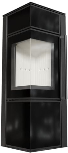 KRATKI Kaminofen aus Stahl TORA/S 8 kW Ø 150 Schwarzes Glaspaneel mit Türfeder