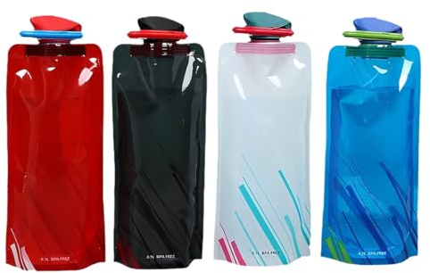 AOEVUIR 4 Pcs Faltbare Trinkflasche 700ml Unisex Faltbar Wiederverwendbar Ideal für Festival & Wandern