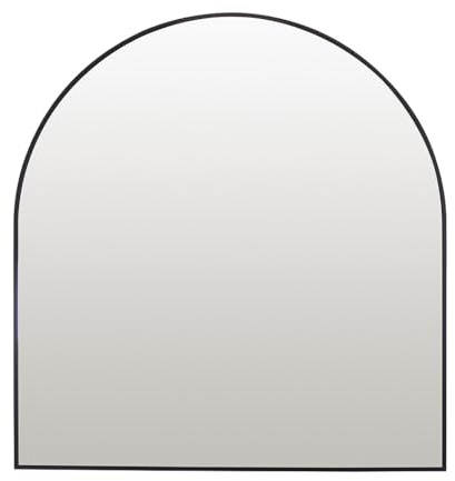Select Mirrors Liberty 80x85cm Black Modern Over Mantel, Large Arched Dresser Mirror, Thin Alu Frame, Wide Arched Bathroom Mirror