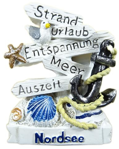 Magnet Souvenir Wegweiser Urlaub Nordsee Maritim 7 x 6 x 2 cm Kühlschrankmagnet Deko GCG 8902810