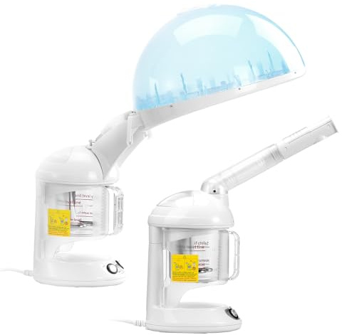 VEVOR Hair Steamer, 2 in 1 UV Ozone Hair & Facial Steamer with Detachable Bonnet Hood, Nano Ionic Face Steamer with 360° Rotatable Sprayer for Deep Conditioning, Perfect for Salon Spa Home Beauty