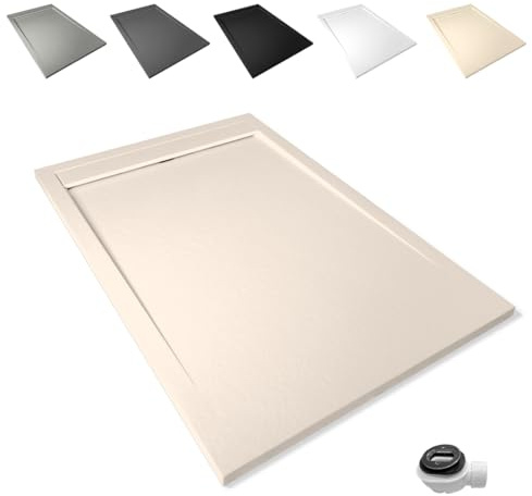 Plato de Ducha Antideslizante y Antibacteriano, Plato Ducha Resina Resistente a Agentes Químicos, Incluye Rejilla Desagüe Ducha y Válvula (Ral 1172 BEIGE, 70 x 130)