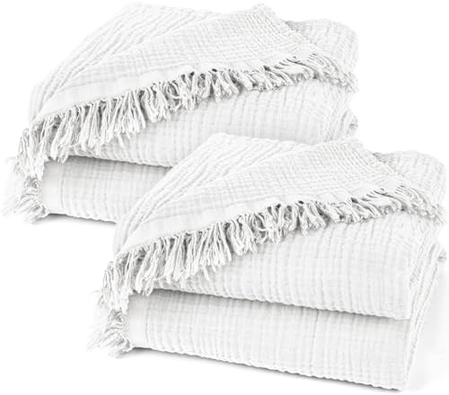 Pure Label 2er Set Musselin Decke 150x200 Weiß aus Baumwolle
