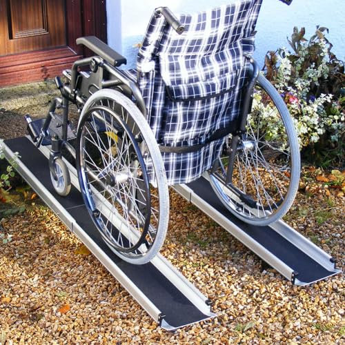 CZYGPHY Robuste, rutschfeste Teleskoprampe aus Aluminium (2 Stück), tragbare Rollstuhlrampe für Behinderte, geeignet für manuelle Rollstühle, Hochleistungsroller, elektrische Rollstühle, 6 Fuß
